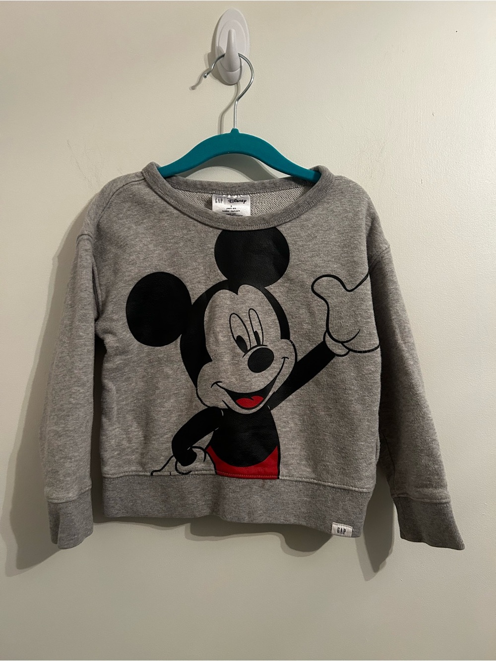 GAP Gray Sweatshirt with Black & Red Mickey Graphic